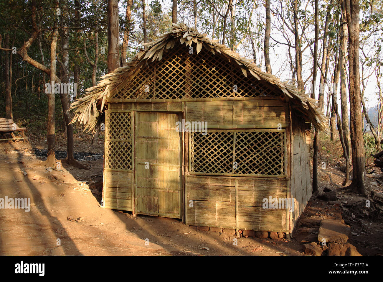 Forest ; bamboo hut or cottage ; Kerala ; India Stock Photo 88238146