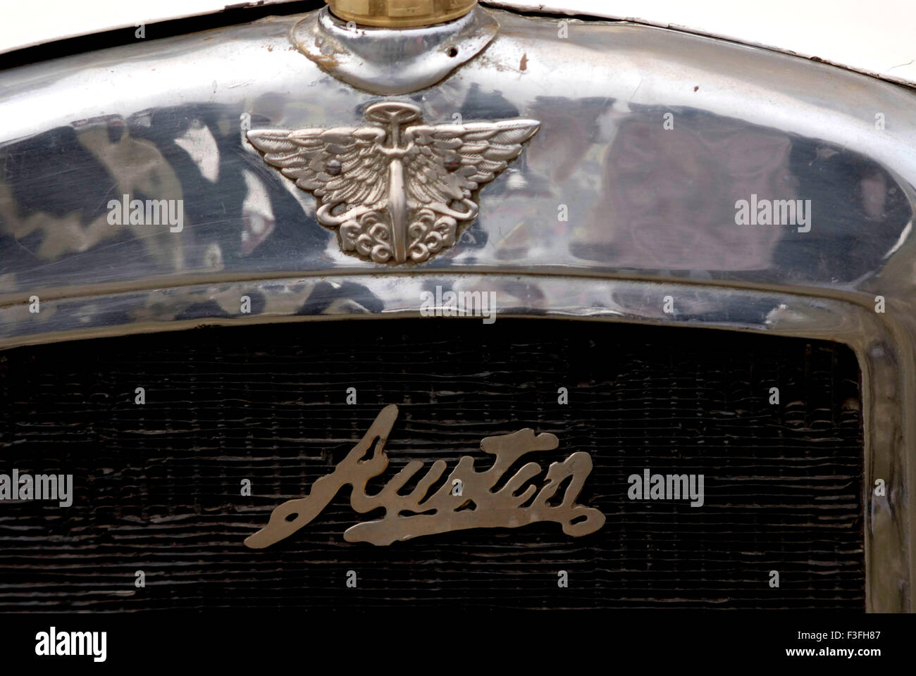 Front with emblem of Austin car ; Kolkata Vintage Car Show ; India Stock Photo