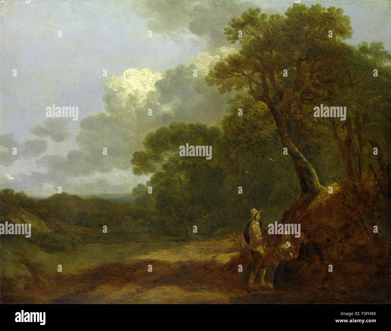 Thomas Gainsboroug - Wooded Landscape with a Man Talking to Two Seated Women Stock Photo