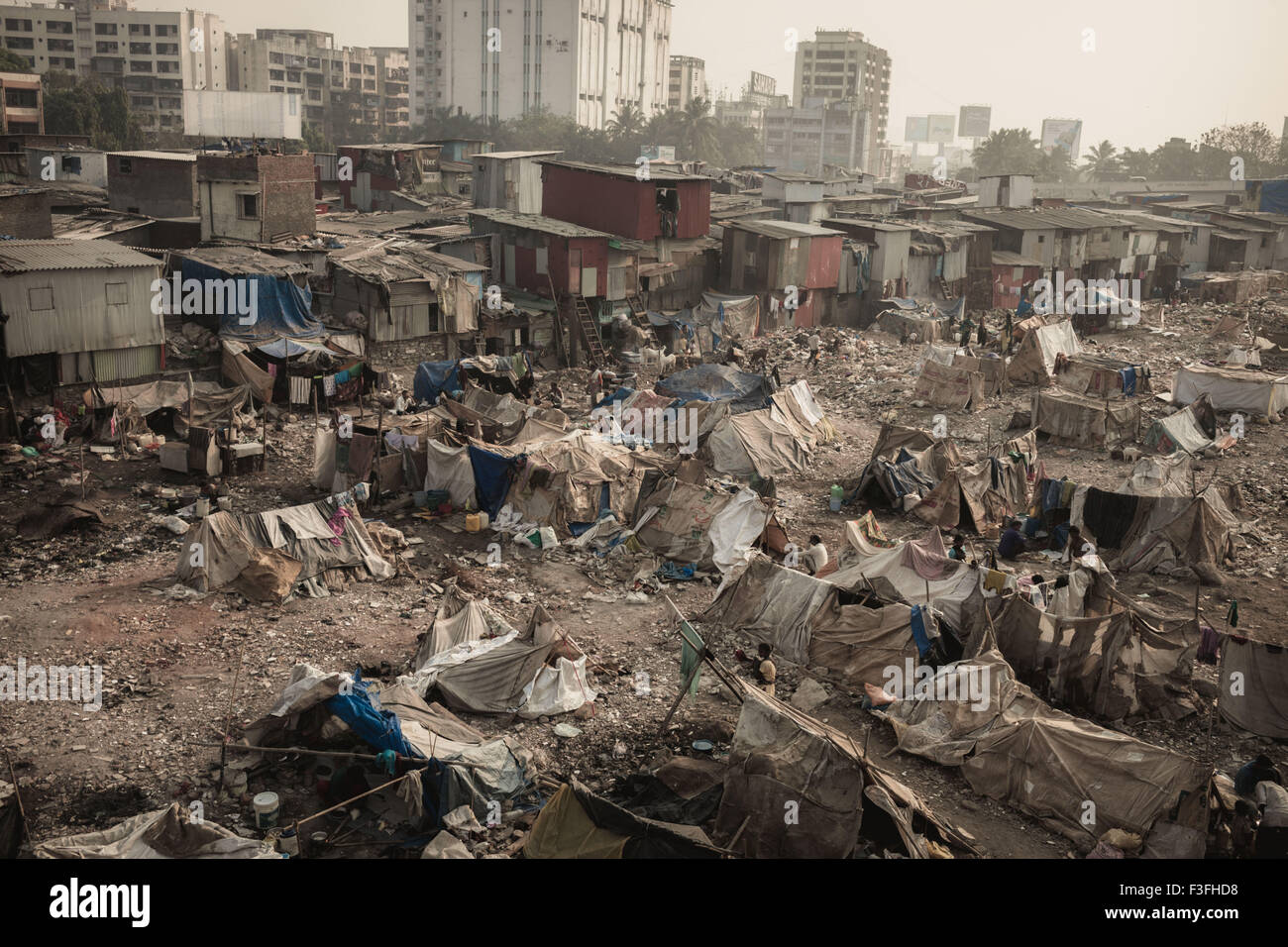 Slums of Mumbai, Dharavi and other slums. Stock Photo