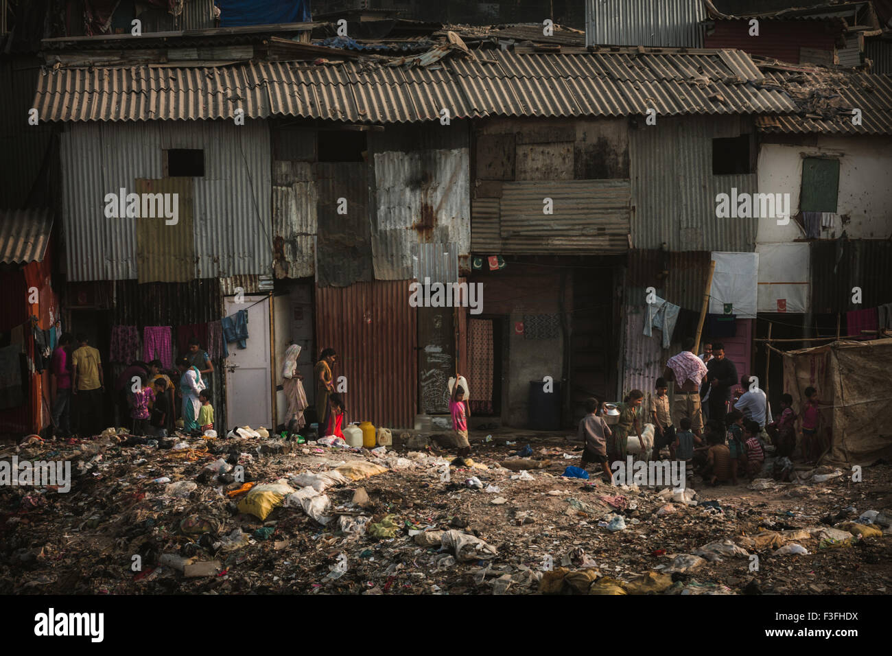 Slums of Mumbai, Dharavi and other slums. Stock Photo
