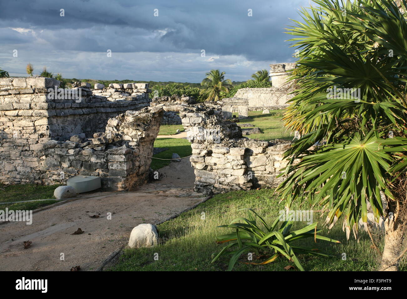 Old mayan civilization monument at Tulum, Yucatan, South America Stock