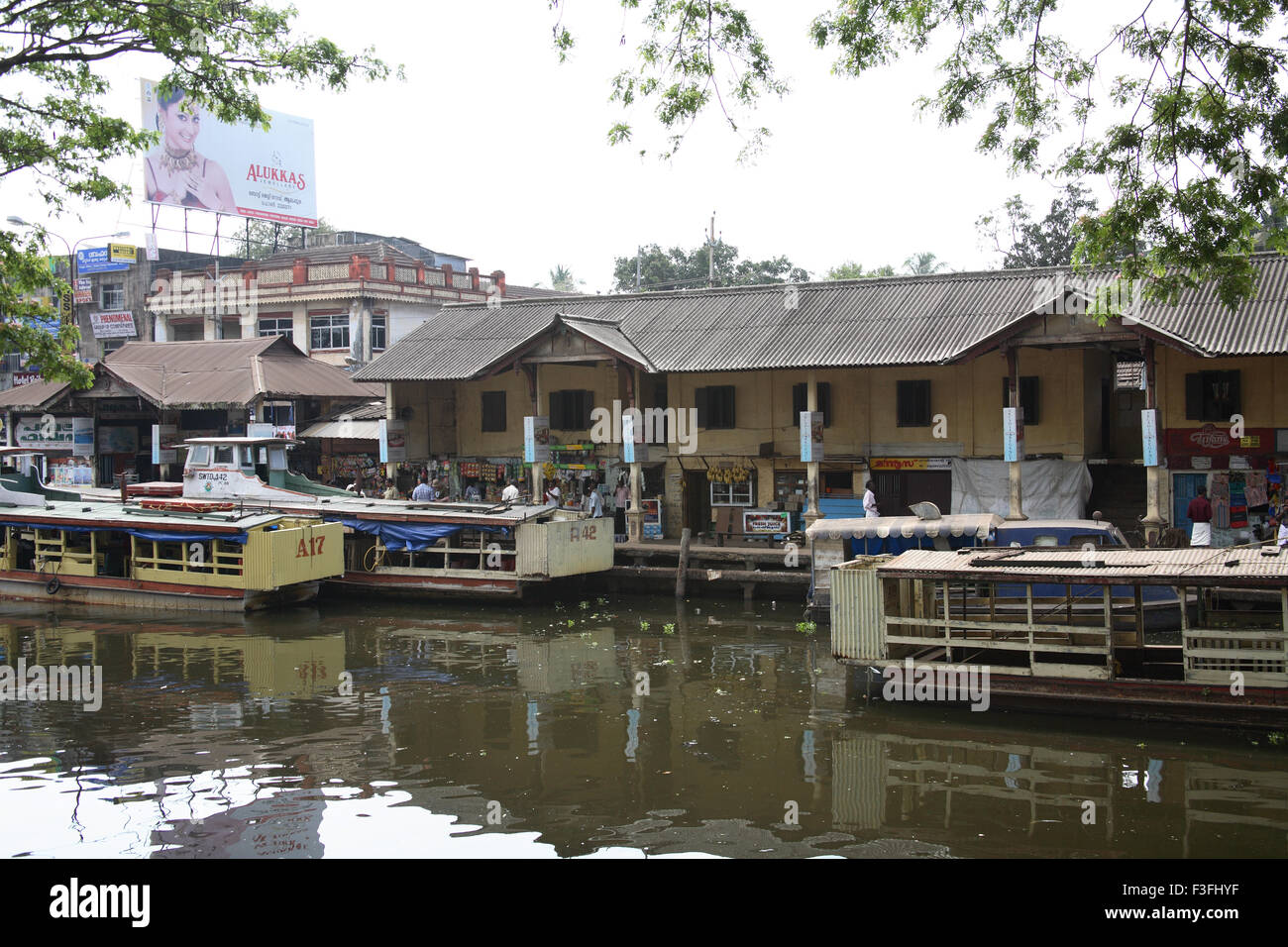 Transport ; market place and boat jetty ; Alleppey Alappuzha ; Kerala