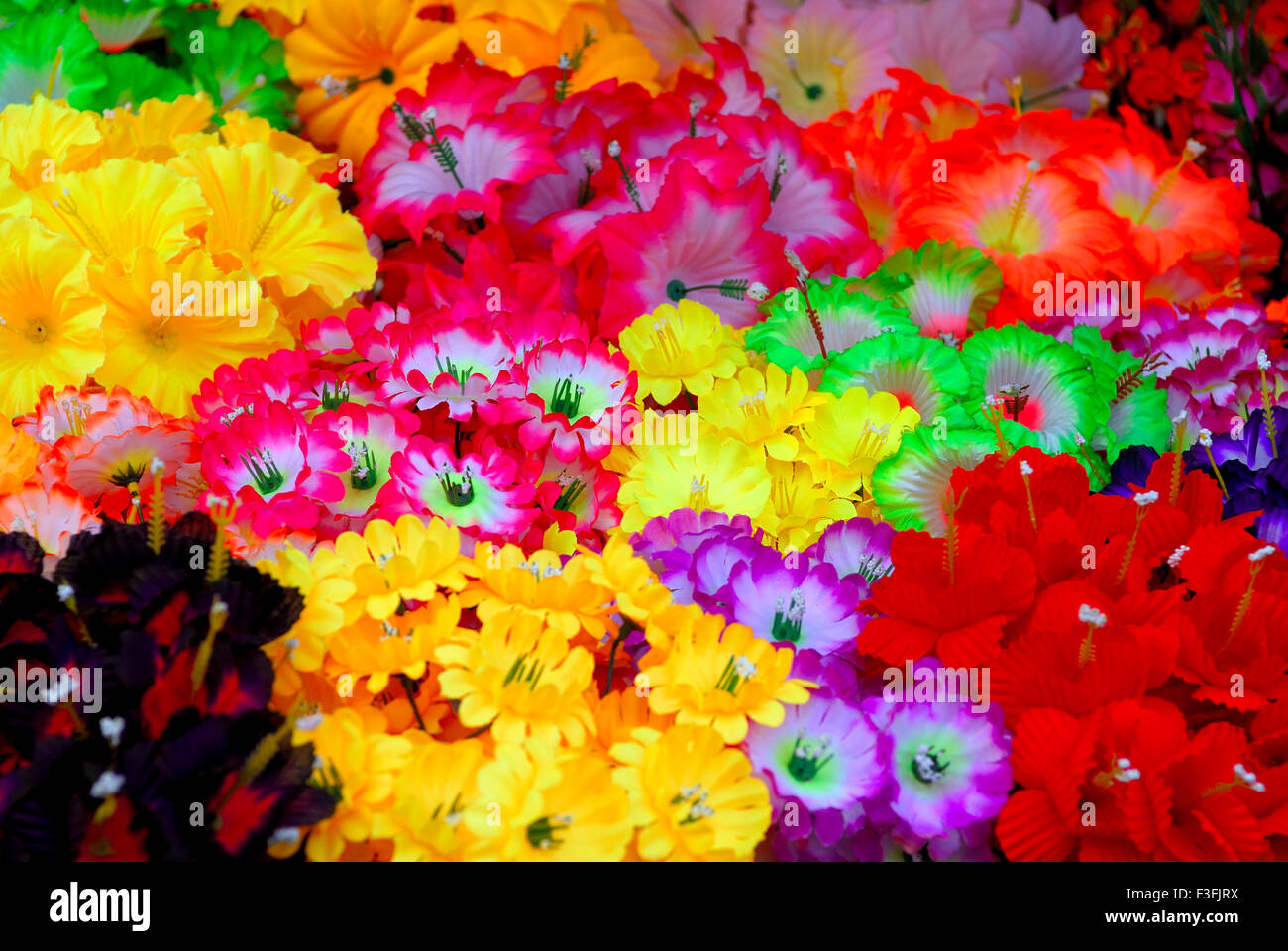 Artificial flowers ; flower show ; Calcutta ; Kolkata ; West Bengal ; India ; Asia Stock Photo