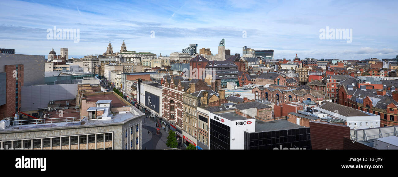 Liverpool city centre skyline, Church street towards the Waterfront, Merseyside, North West England Stock Photo