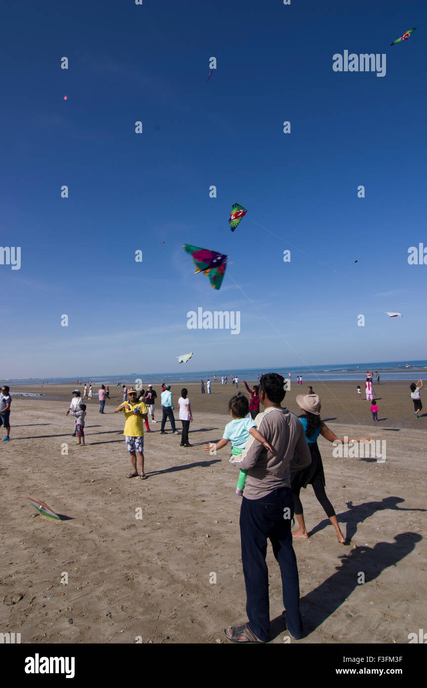 Gujarati kite festival on the beach in the Sultanate of Oman, a safe