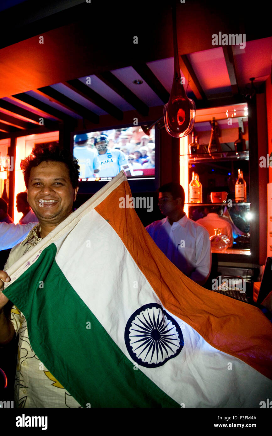 People celebrating India wins cricket match world cup 20 20 v/s Pakistan Stock Photo
