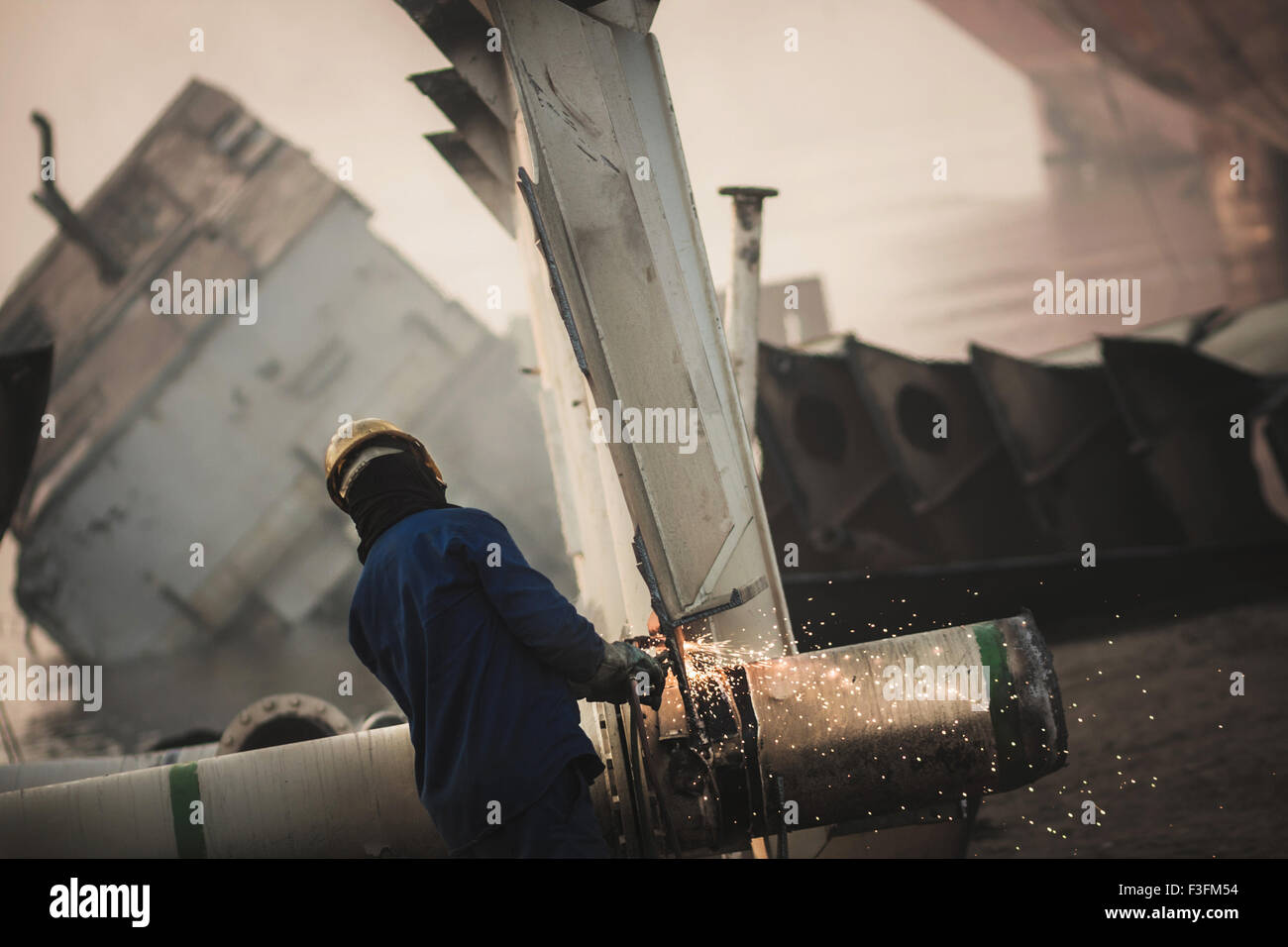 Shipbreaking Yards of Alang. Stock Photo