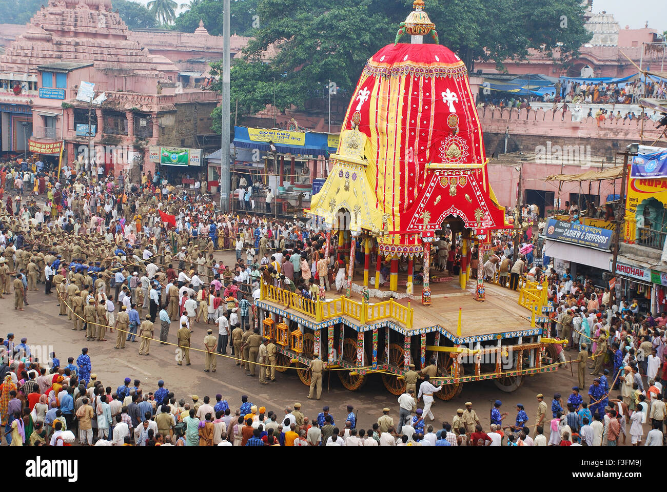 Procession of Rath yatra car festival journey of Jagannath ; Puri ; Orissa ; India Stock Photo
