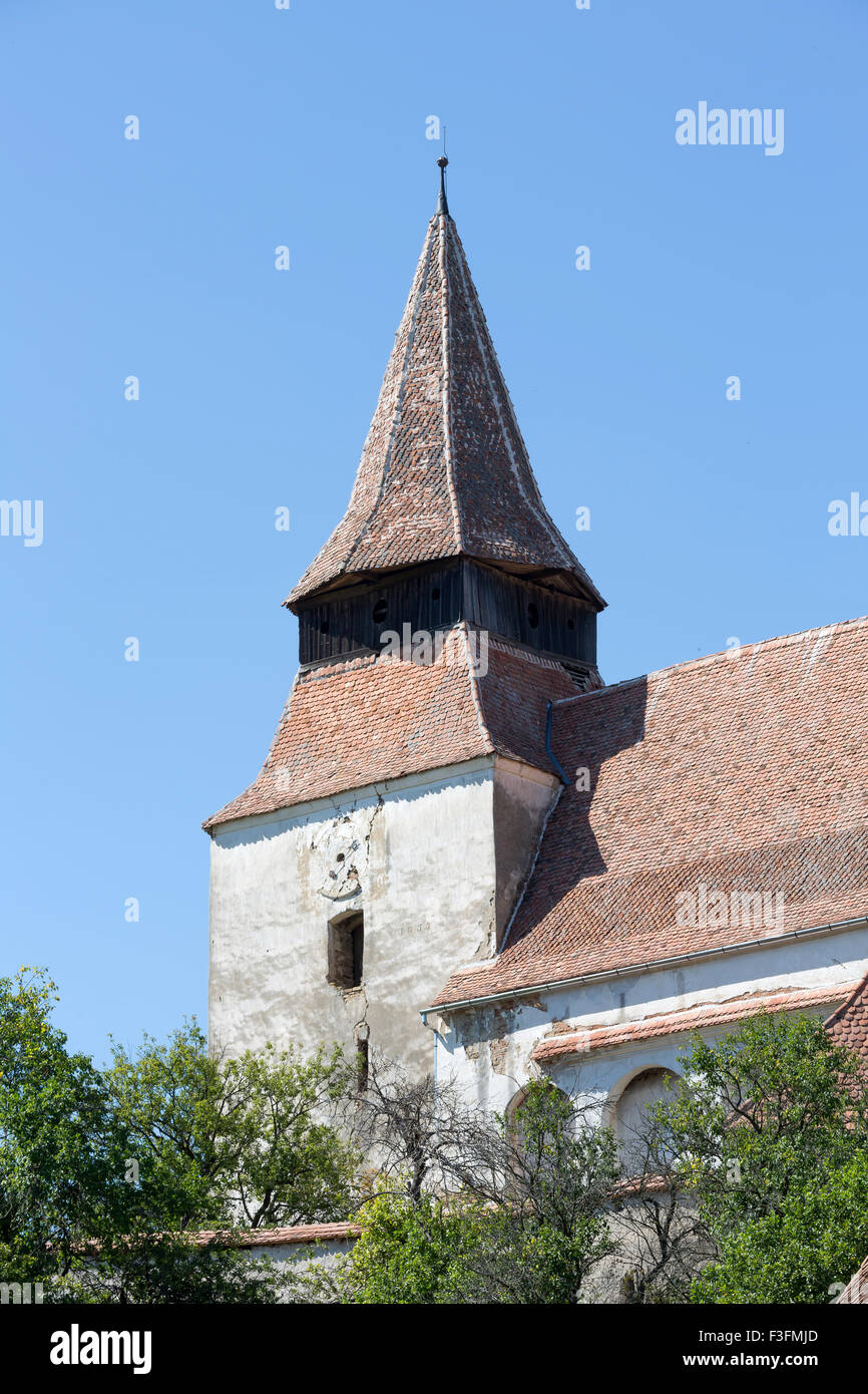 Fortified Church in the saxon village of Roades, Transylvania, Romania Stock Photo