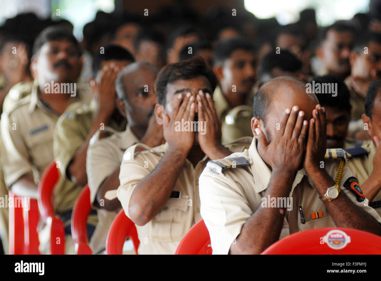Mumbai Police Constables Practice Meditation Techniques To Ease Off 