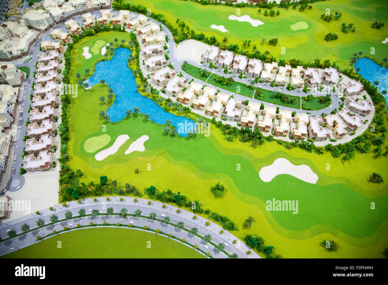 Global village Dubai property model look a like graphic pattern Stock Photo