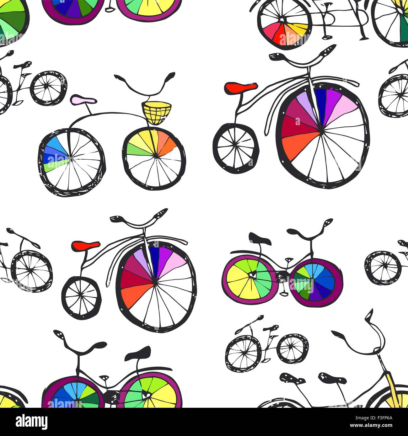 Cute doodle bicycles Stock Vector Image & Art - Alamy