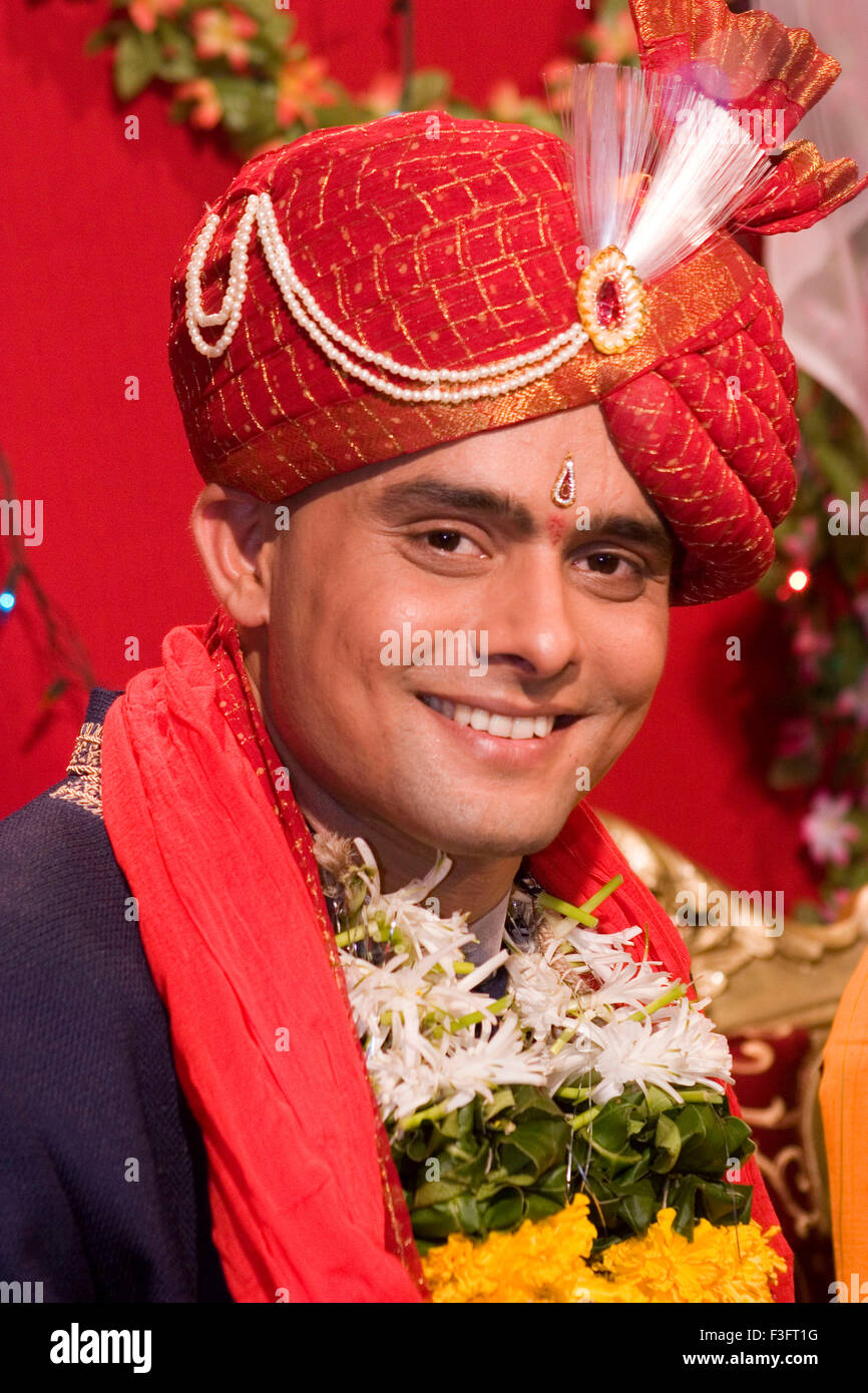 Indian bridegroom in traditional wearing for marriage ceremony MR#729E Stock Photo
