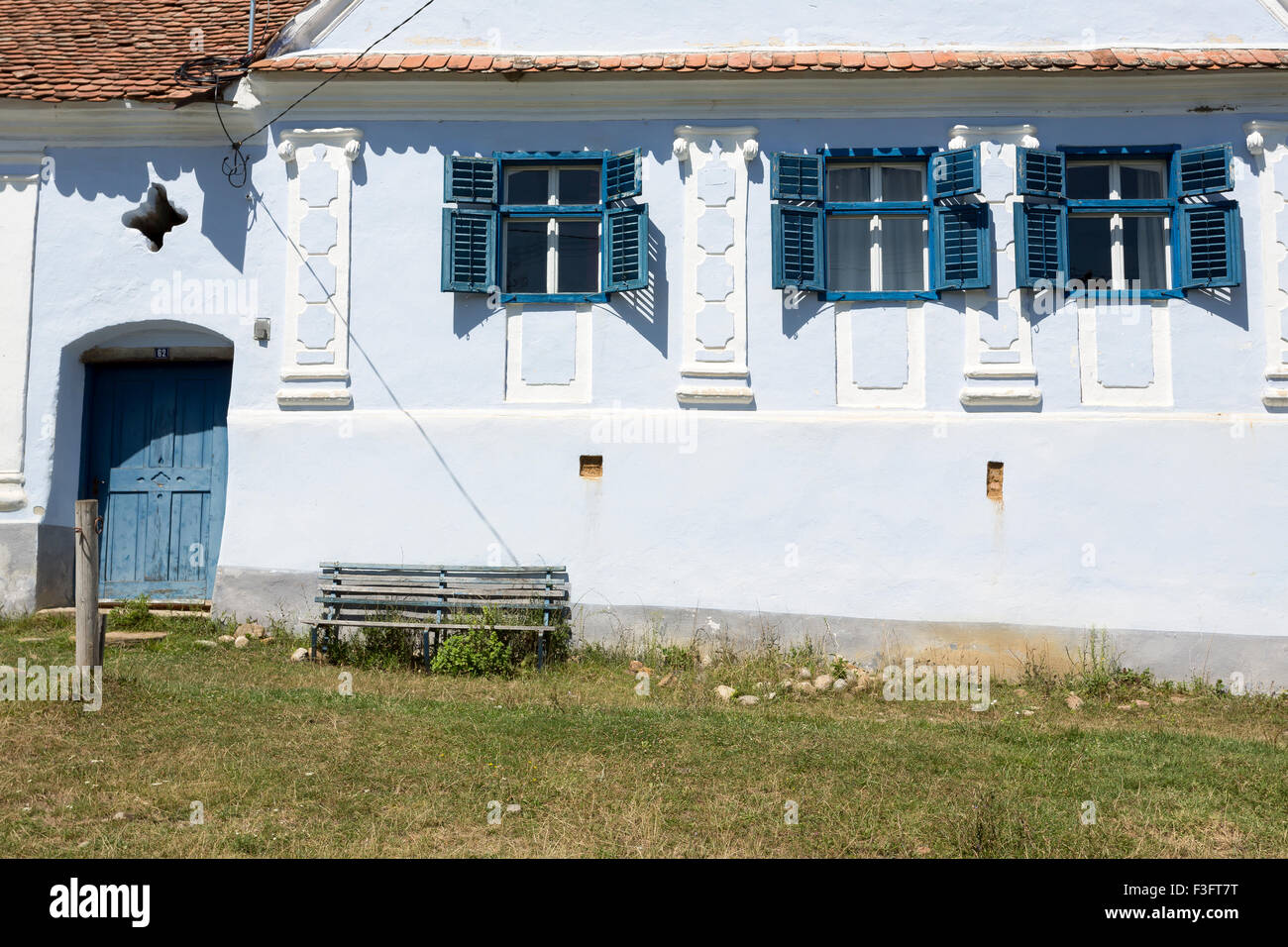 Traditional saxon village house facade in Viscri, Transylvania, Romania Stock Photo