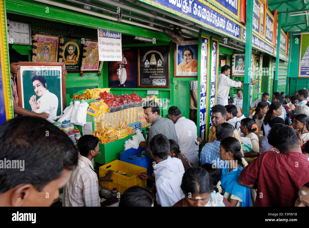 Panchamirtham stall near the Pillaiyar shrine (Ganesh temple) Palani ; Tamil Nadu ; India Stock Photo