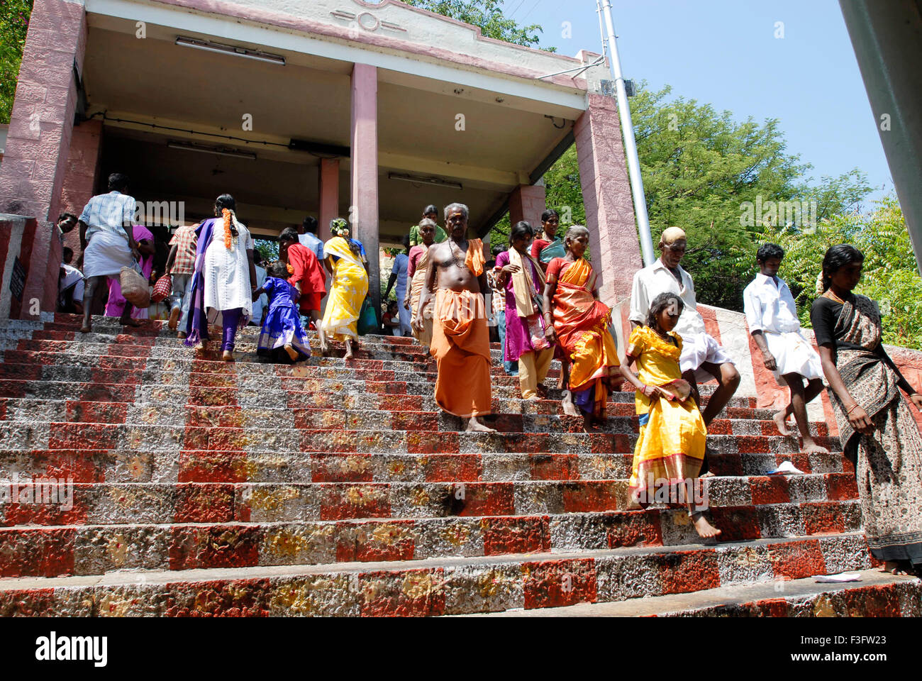 Steps leading to the hill temple ; Palani ; Tamil Nadu ; India Stock Photo