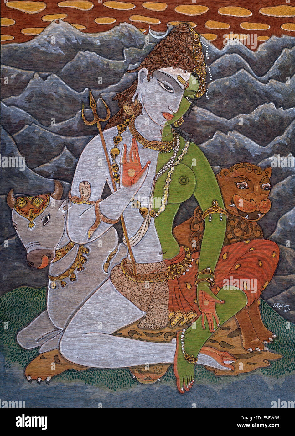 Ardhanarishvara Hindu deity Shiva combined with his consort ...