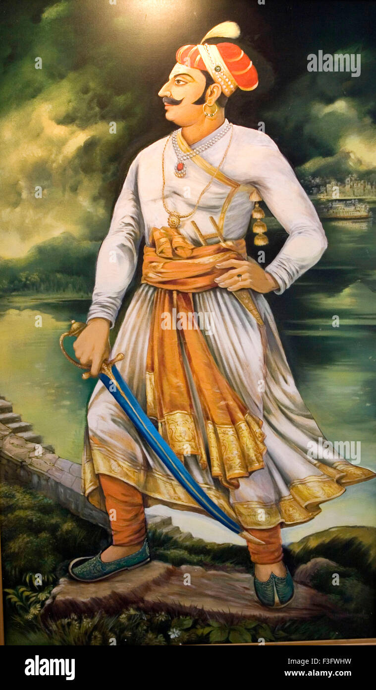 Maharana Uday Singh painting, Udaipur, Rajasthan, India Stock Photo