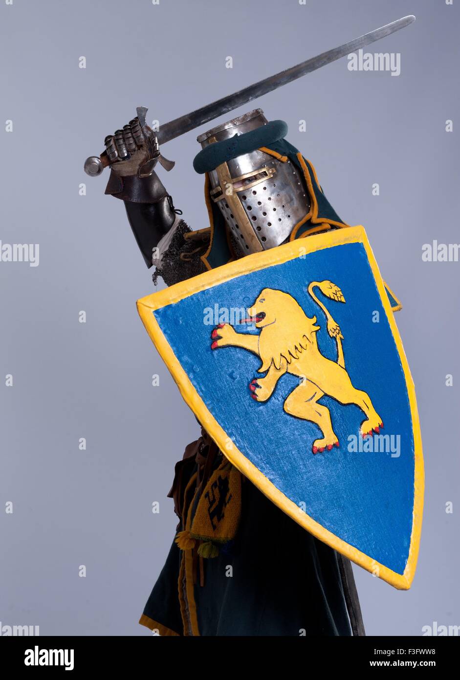 Medieval knight isolated on grey background Stock Photo - Alamy