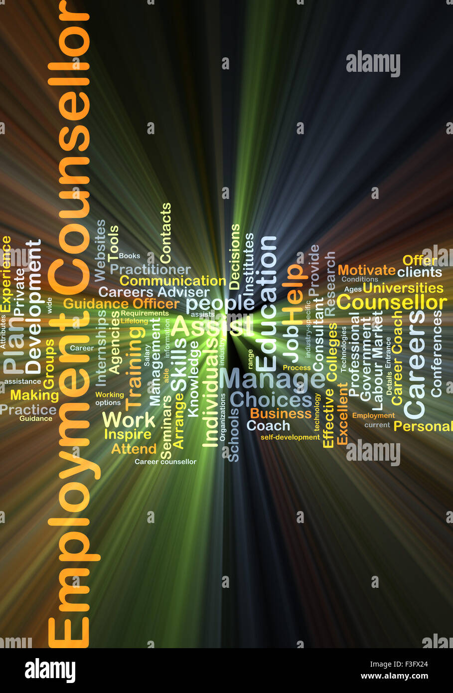 Background concept wordcloud illustration of employment consultant glowing light Stock Photo