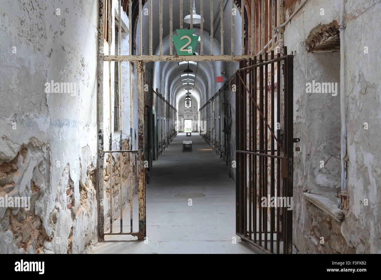 The decrepid cell blocks of the Eastern State Penitentiary, built in 1829, now a tourist attraction, in Philadelphia, USA Stock Photo