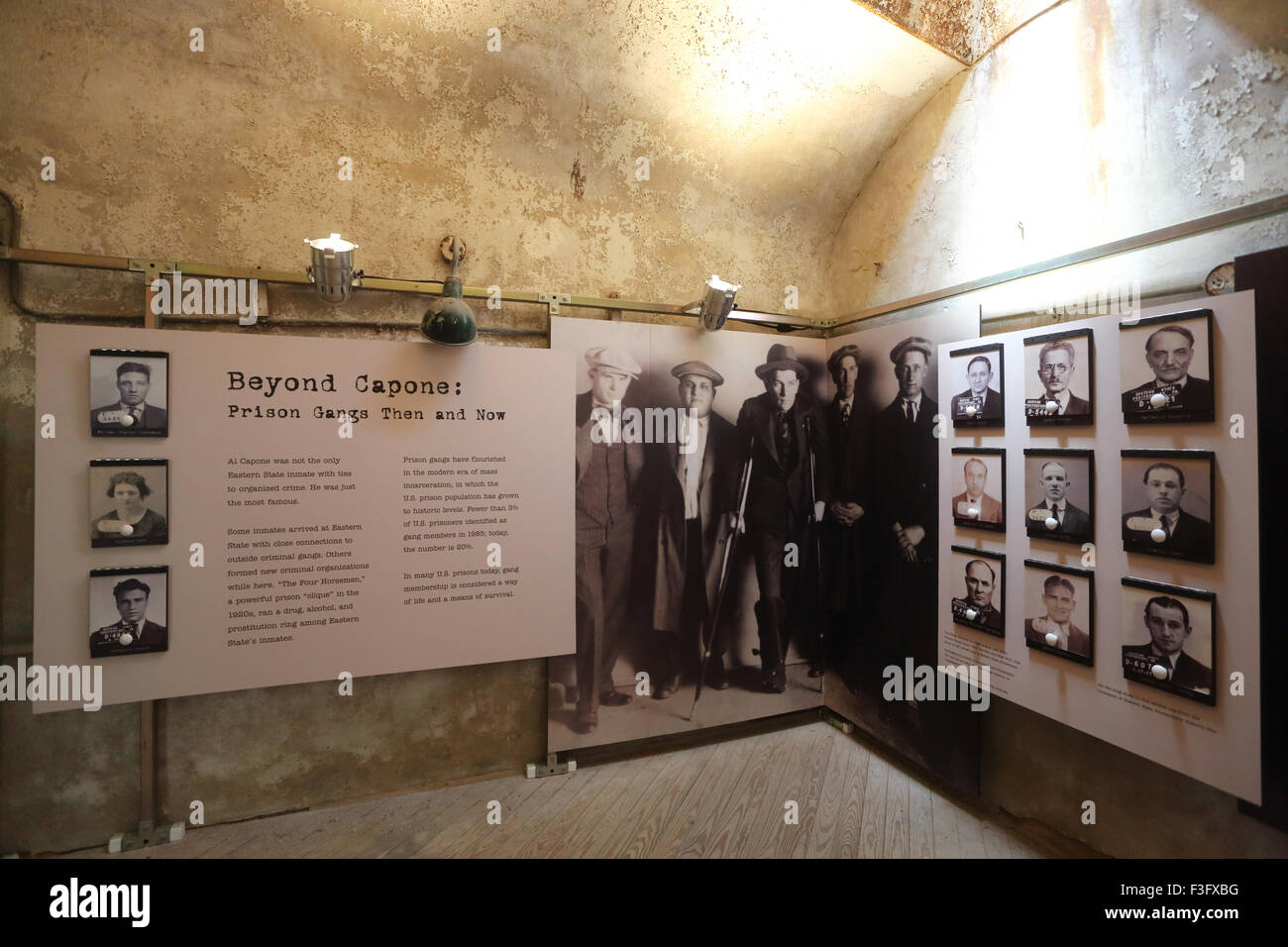 Exhibition about the notorious criminals at the Eastern State Penitentiary, now a tourist attraction, in Philadelphia, USA Stock Photo