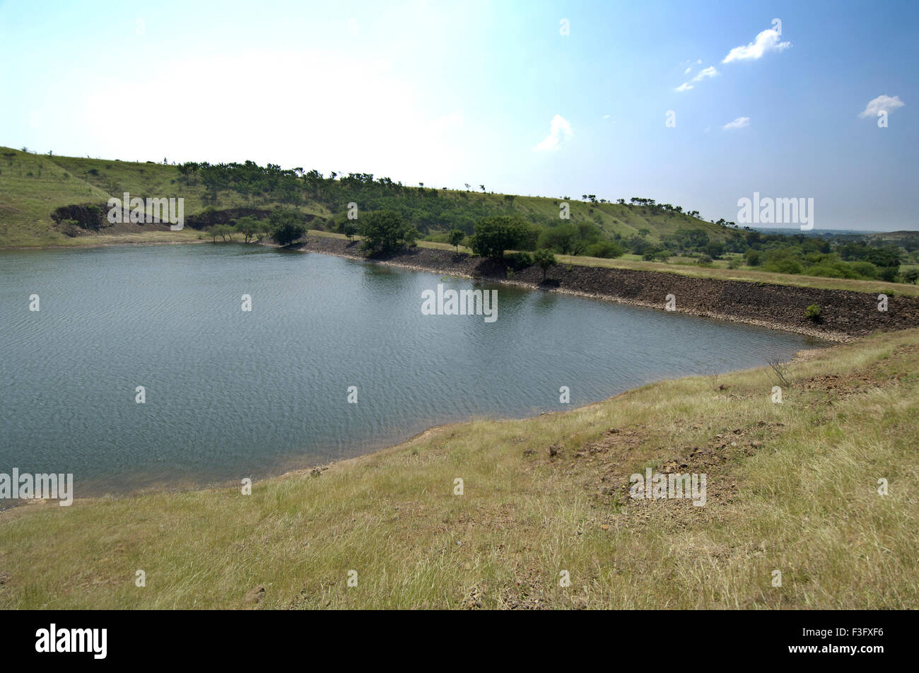 Percolation tank ; Ralegan Siddhi ; village ; Parner taluka ;  Ahmednagar District ; Pune ; Maharashtra ; India ; Asia Stock Photo