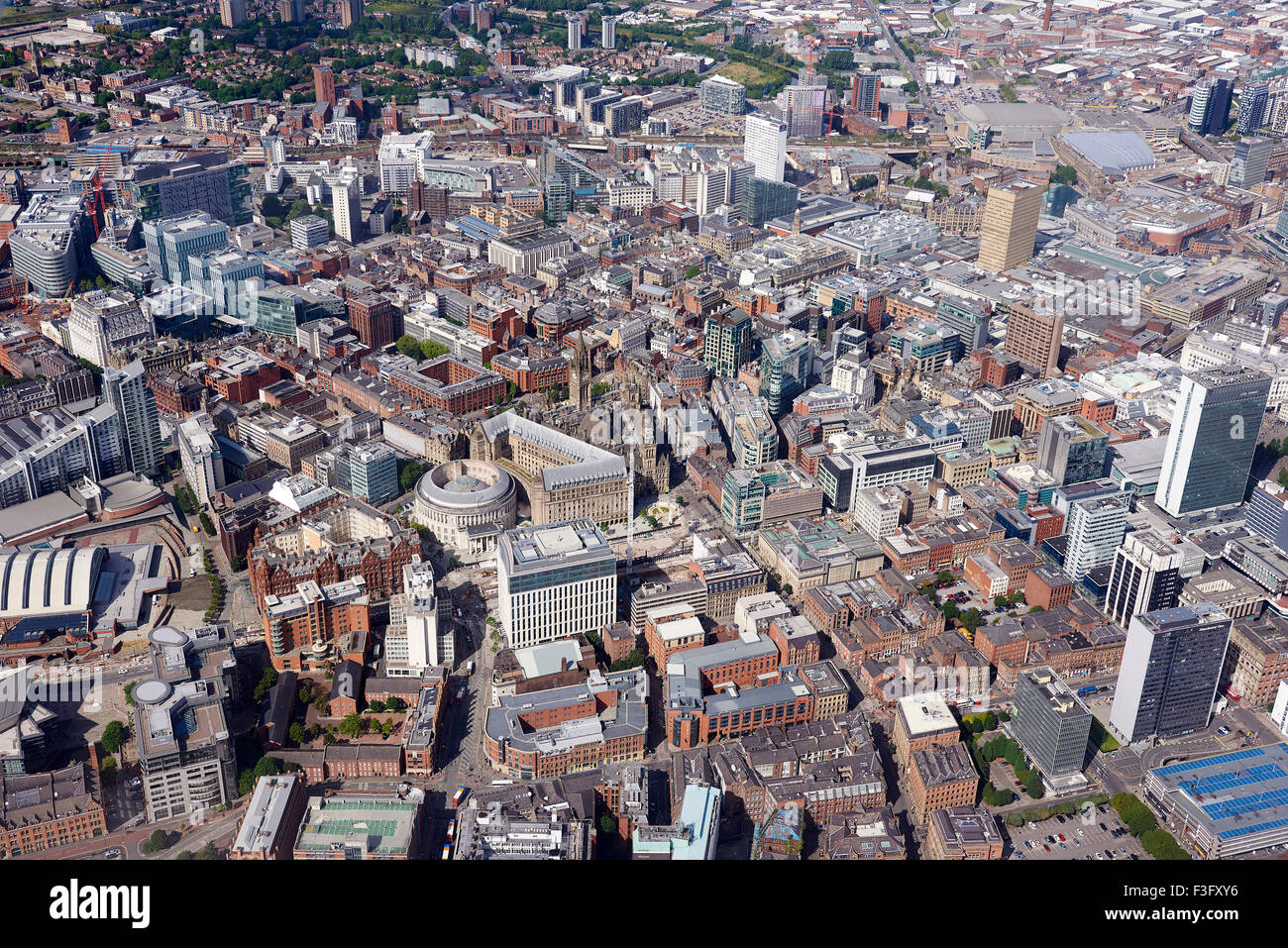 An aerial view of Manchester City Centre, North West England Stock