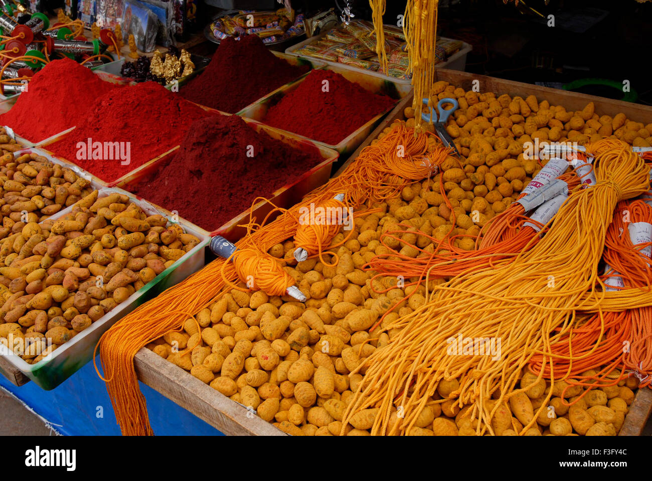 Turmeric and Kumkum selling ; Swamimalai ; Tamil Nadu ; India Stock