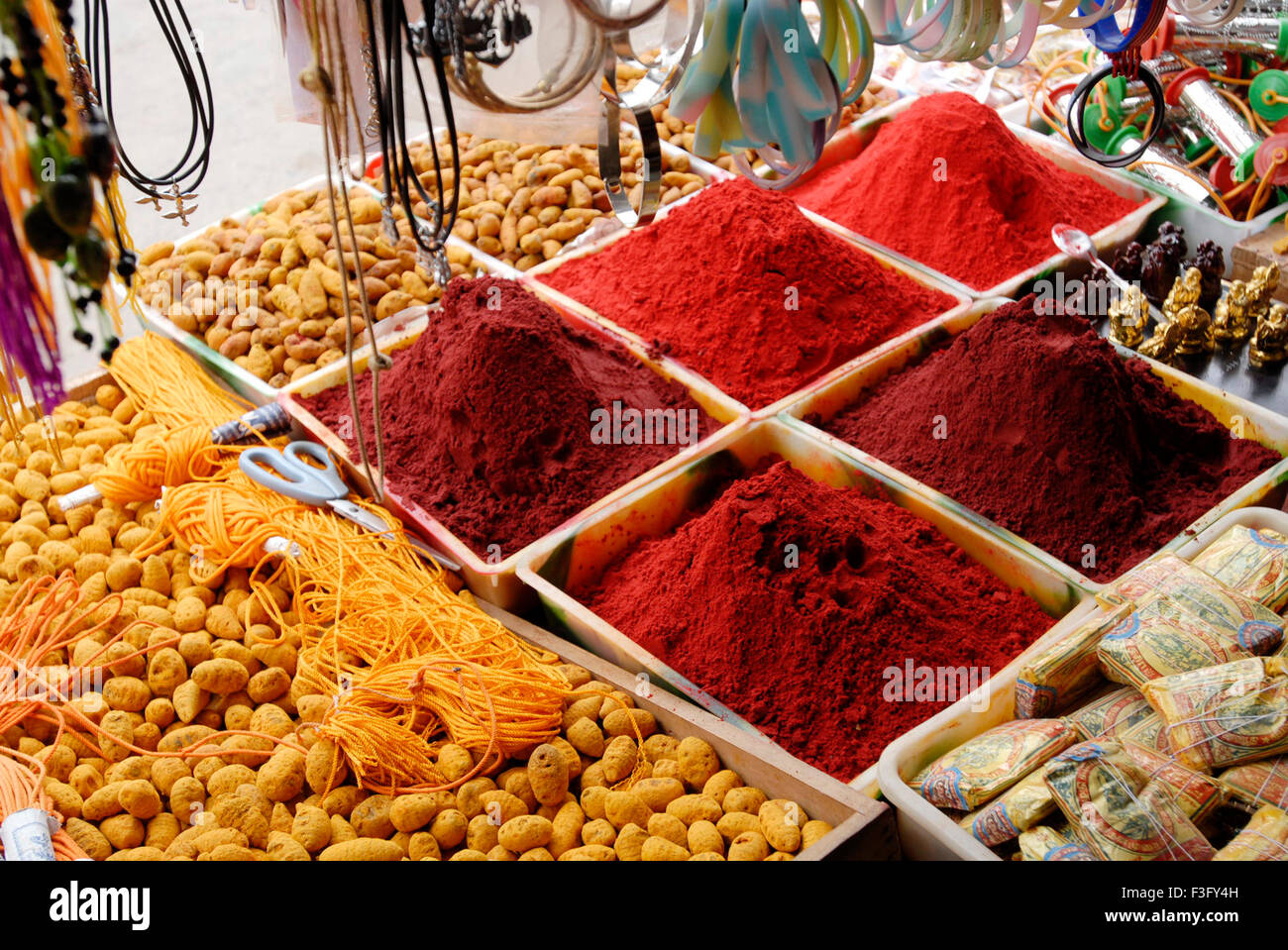 Turmeric and Kumkum selling ; Swamimalai ; Tamil Nadu ; India Stock