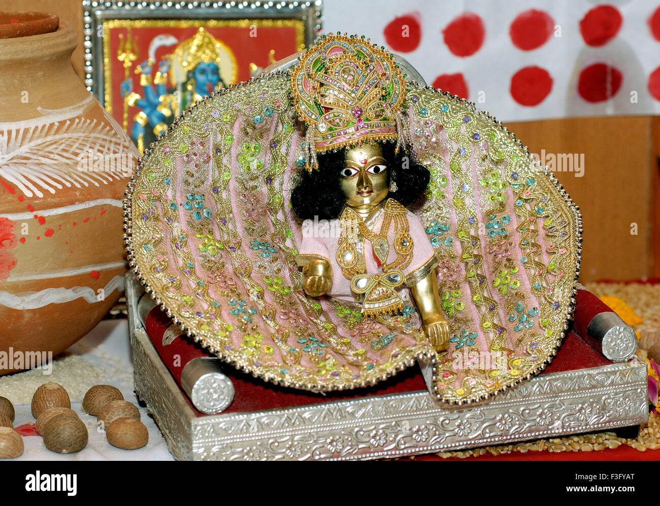 Laddu Gopal , Bal Krishna , Baby Krishna , Lord Krishna , statue , India , Asia Stock Photo