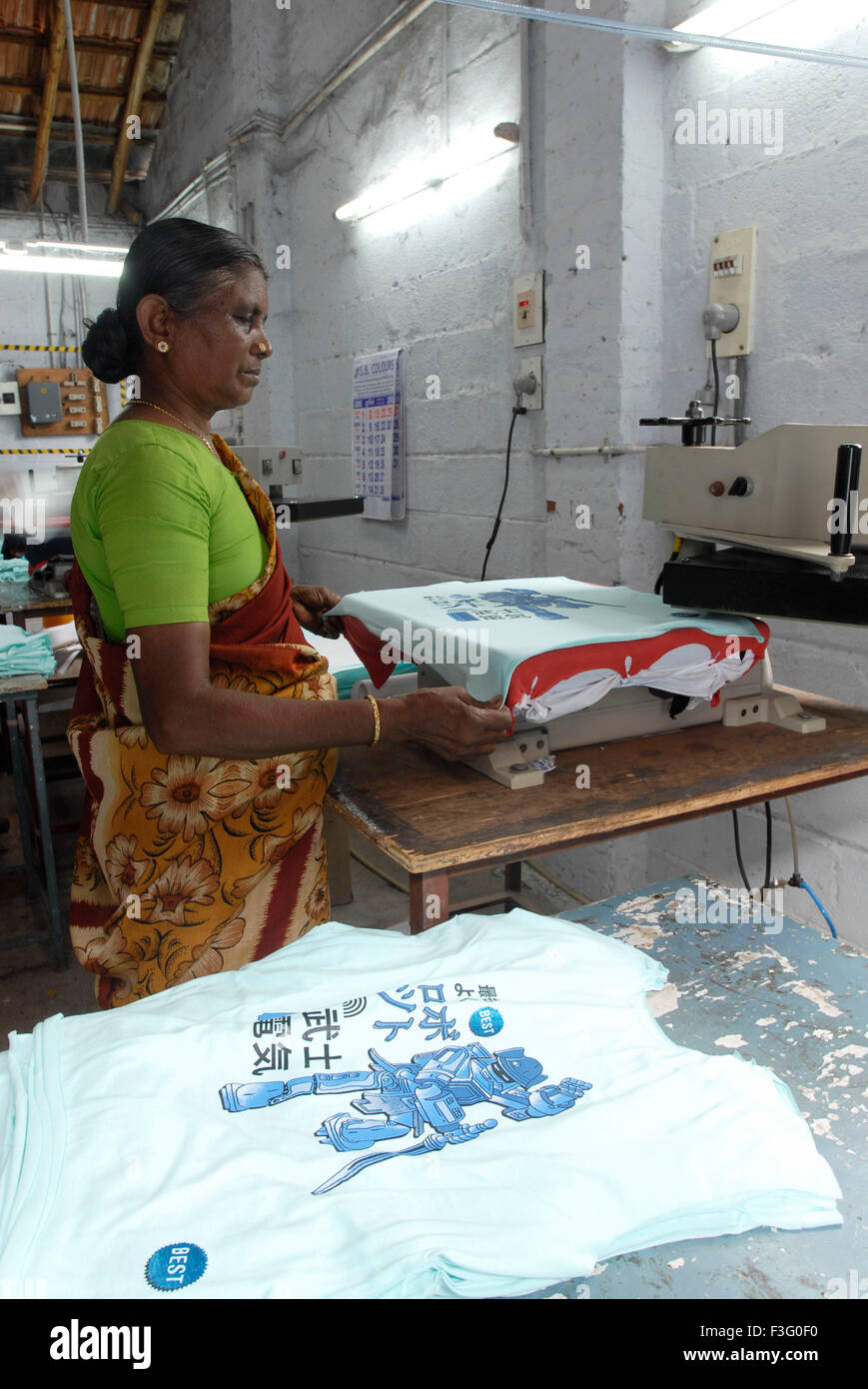 Manual fusing after printing in a garment industry ; Tirupur ; Tamil
