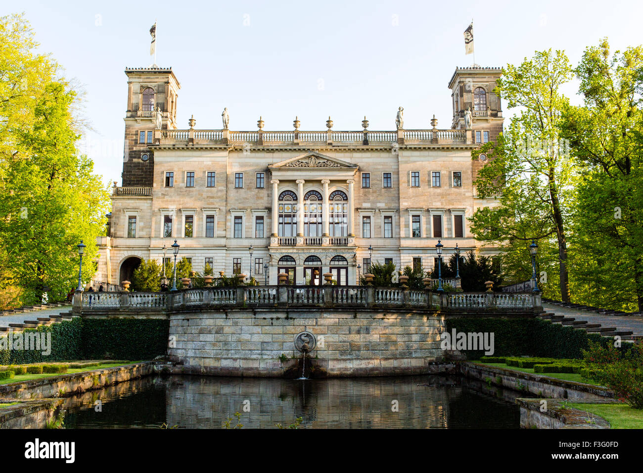 Albrechtsberg Palace, house and surrounding grounds. Stock Photo