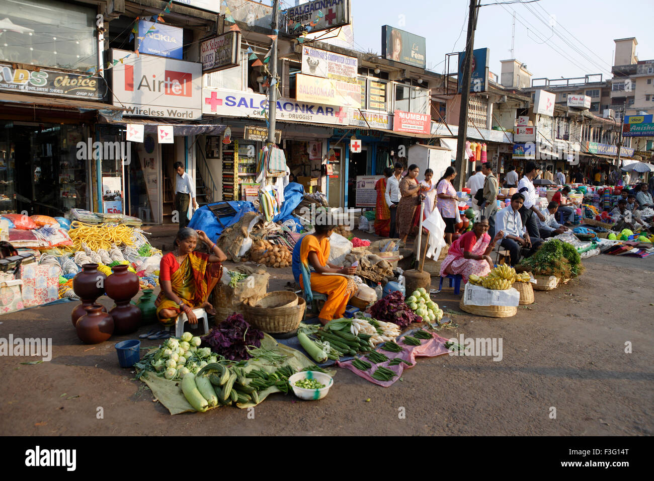 Vegetable sellers ; Mapusa market ; Goa ; India Stock Photo