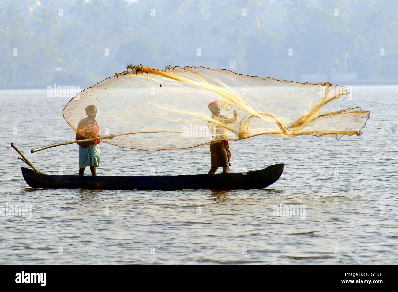 Fishing, Cherai backwater, Vypeen Island, Ernakulam, Kerala, India, Asia Stock Photo Alamy