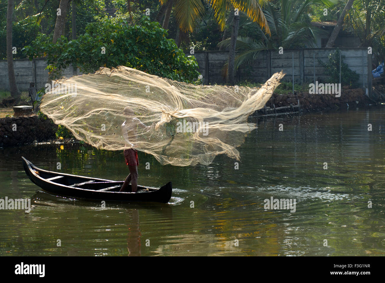 Fishing, Cherai backwater, Vypeen Island, Ernakulam, Kerala, India, Asia Stock Photo Alamy
