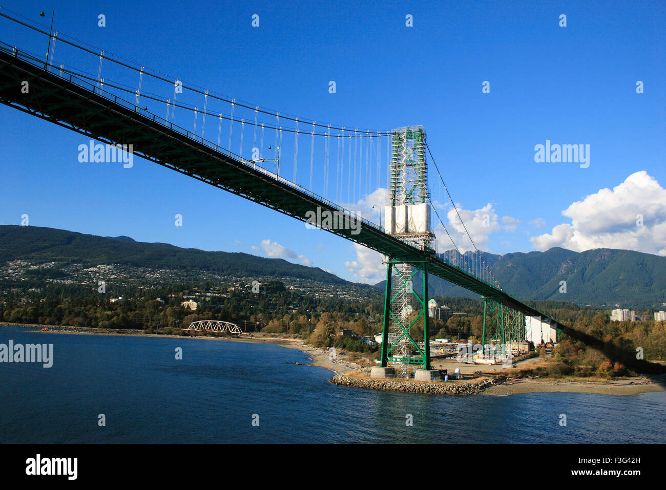 Lions gate bridge constructed in late 1930 national historic site over river ; Canada Stock Photo