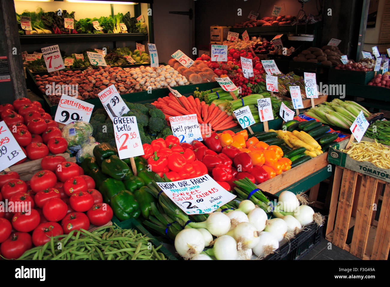 Vegetable fruit shop ; Seattle ; Washington ; U.S.A. United States of