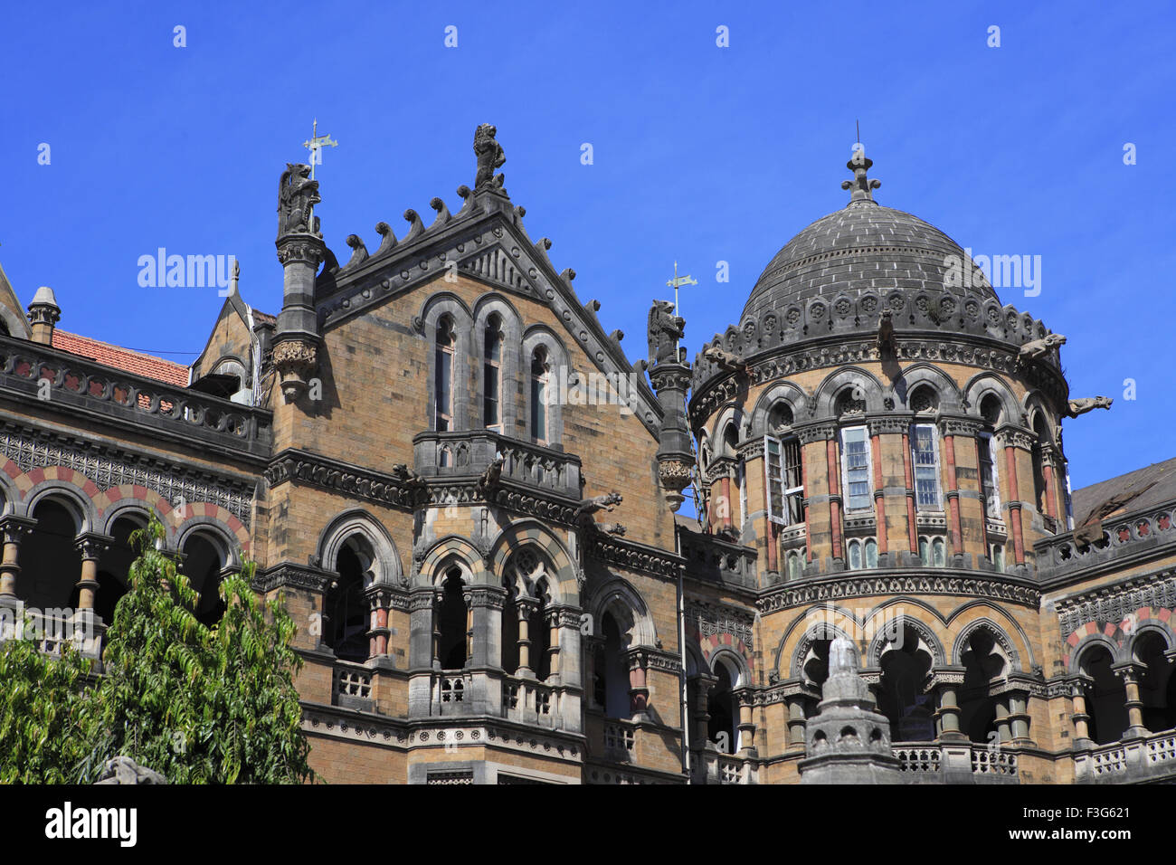 Chhatrapati Shivaji Terminus Victorian gothic revival architecture blended Railway Station Bombay Mumbai Maharashtra Stock Photo