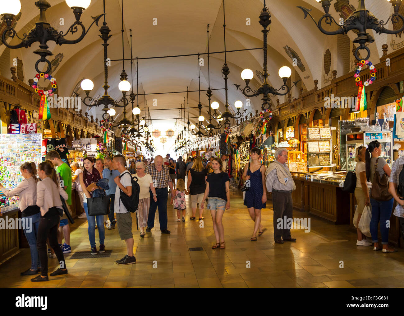 Shopping stalls in the Cloth Hall, Krakow Stock Photo