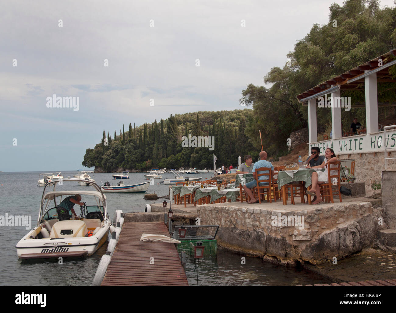 The White House restaurant in Kalami, Corfu Stock Photo