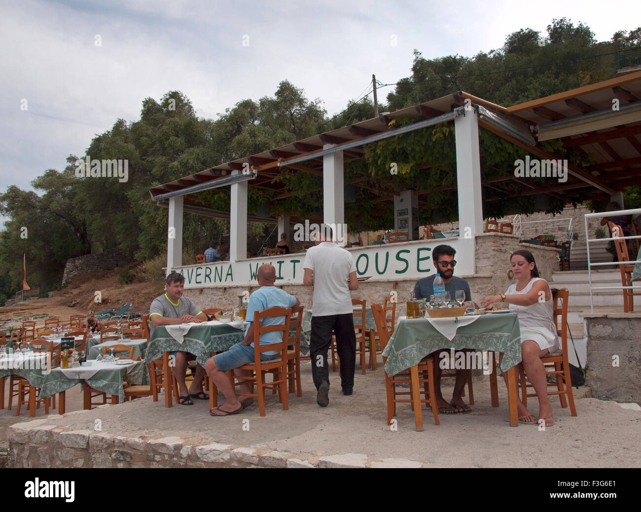 The White House restaurant in Kalami, Corfu Stock Photo