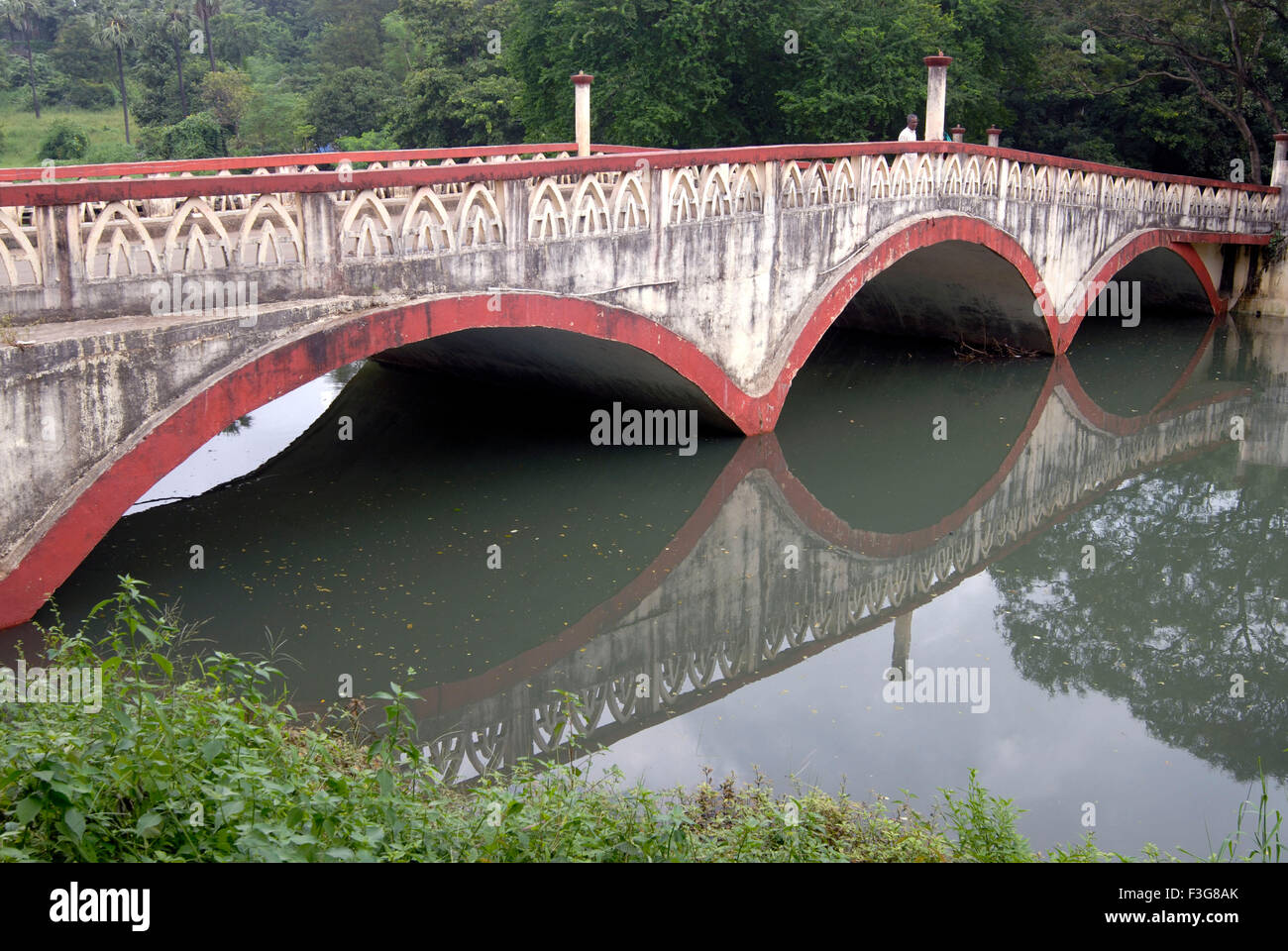 Arches of reinforced cement concrete bridge on Dahisar river with