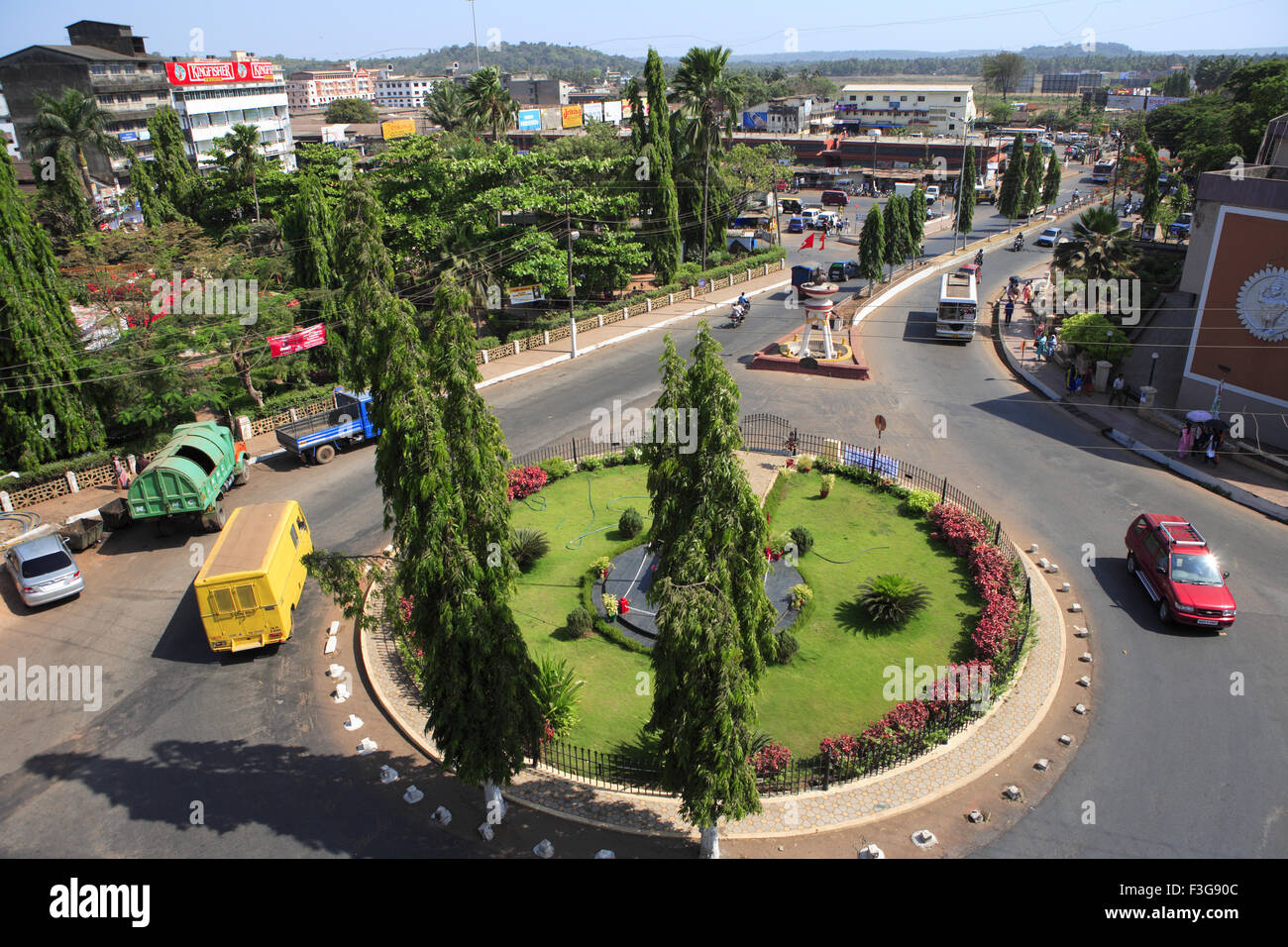 roundabout ; Mapusa ; Bardez ; North Goa ; Goa ; India ; Asia Stock Photo