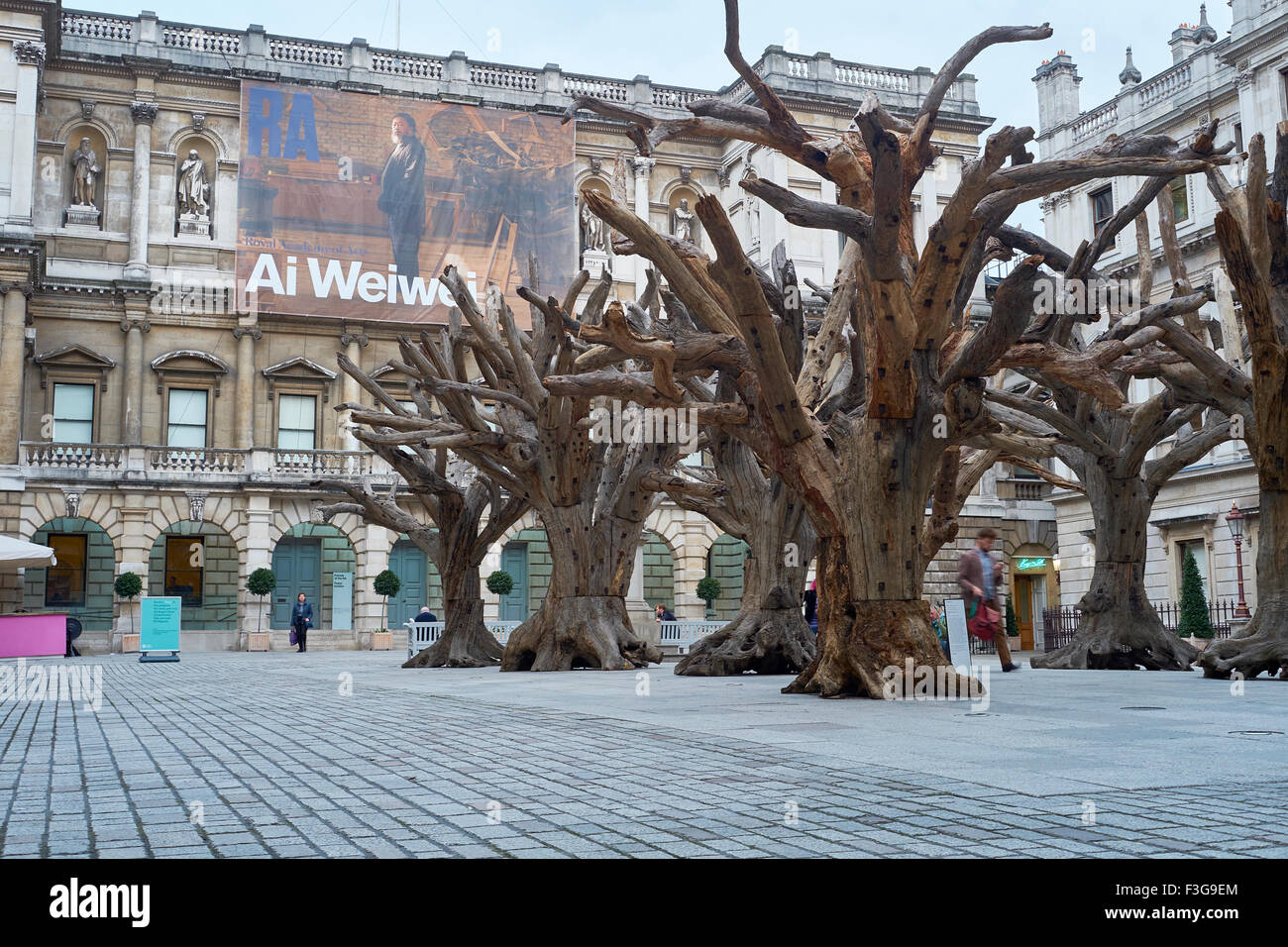 LONDON, UK - SEPTEMBER 23: Ai Wei Wei's installation 'Tree' in the forecourt of the Royal Academy of Arts. September 23, 2015 in Stock Photo