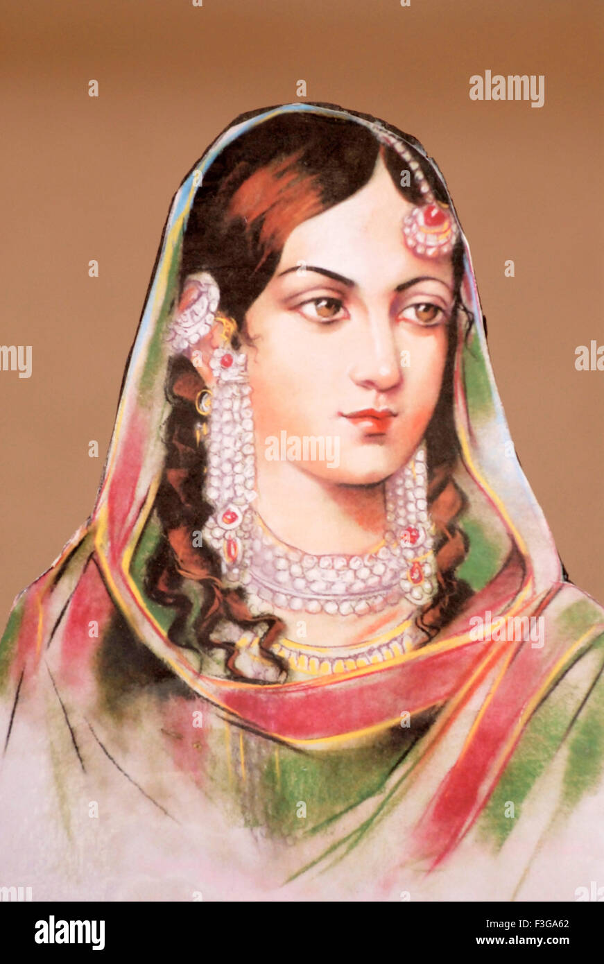 Portrait of Begum Zeenat Mahal great freedom fighter of India's first war of Independence Thane India Stock Photo