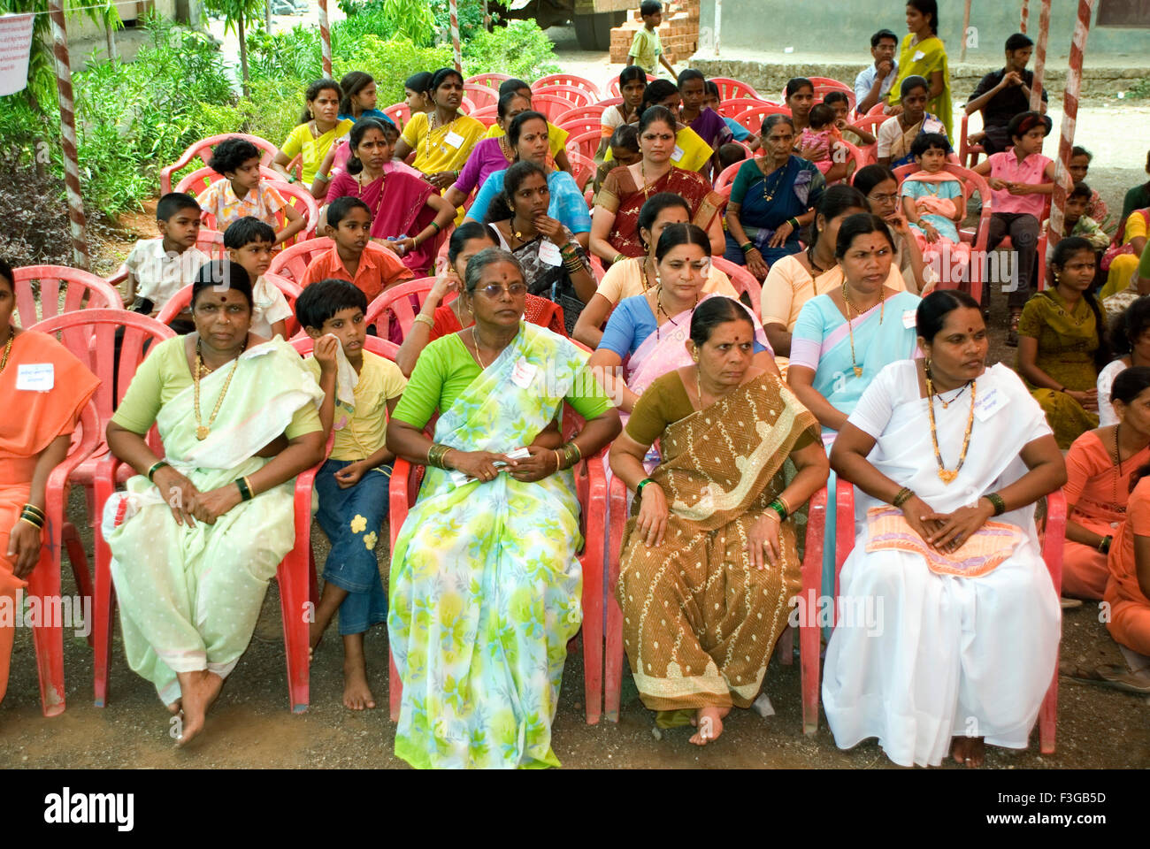 Women of Self Help Groups at Nere Village; Taluka Panvel ; Maharashtra ; India Stock Photo