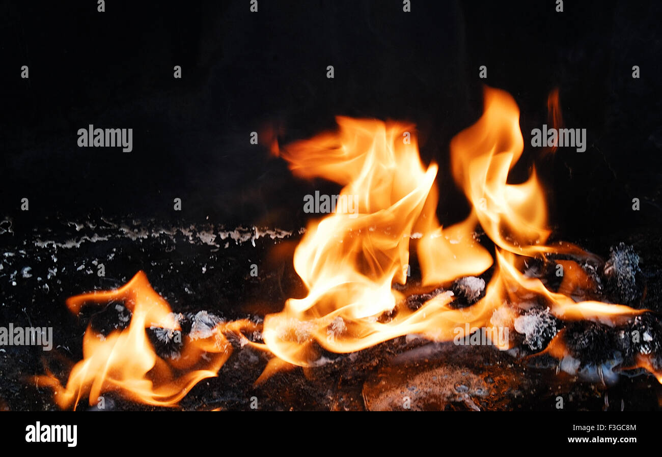 Fire pattern created by burnings candles ; if you watch carefully seems that horse is running Stock Photo