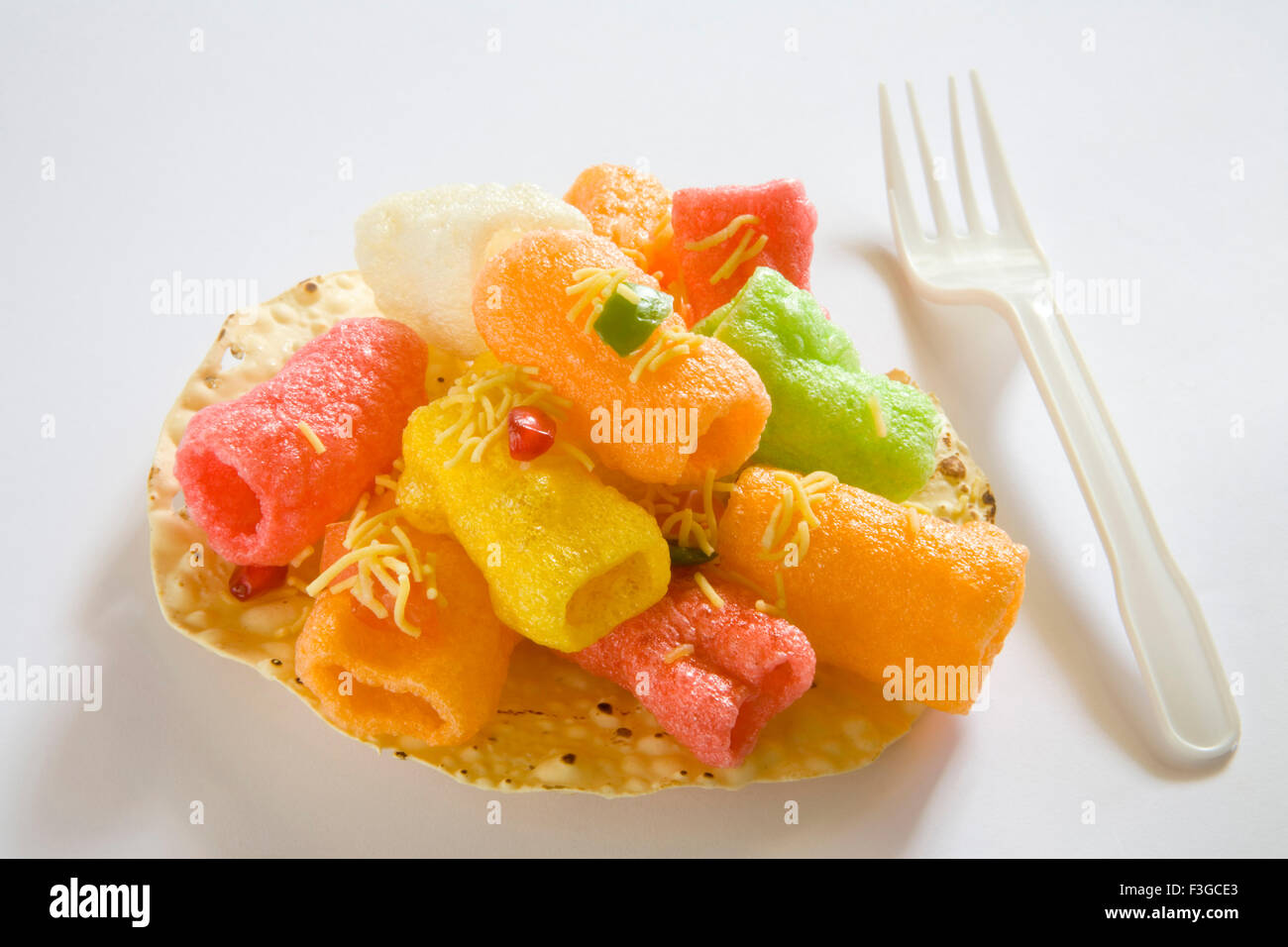 Indian Food Papad Poppadoms are Round Shapes with Colour made of Rice Flours Served Roasted or